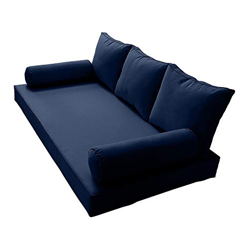 Prolinemax Style 3 - Mattress & Pillow Bolster Cushion for Outdoor Indoor Daybed Porch Swing Bed Piped Trim Twin-XL Size AD101 | Covers ONLY |
