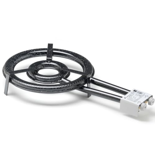 FLAMESVLC - Paellero Gas Butano | Llama potente y abundante | Llave de 3 posiciones | Sistema Optim Patentado | Para paelleras 50-60 cm | Diámetro paellero 38 cm | Uso exterior