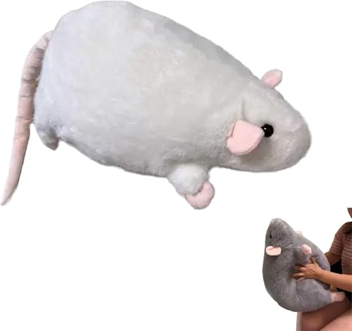ZBELLO Extra Thicc Fat Rat Plush Toy - Super Soft Chubby Grey Mouse Plushie, Cute Cozy Huggable Animal Pillow for Kids, Teens & Adults, (White,50CM)