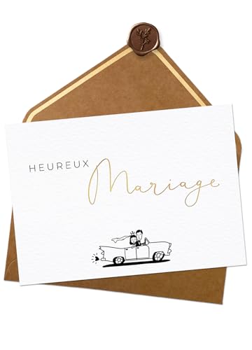 Joli Coon - Carte de mariage - Heureux Mariage Originale - Carte félicitations mariage avec enveloppe - A6