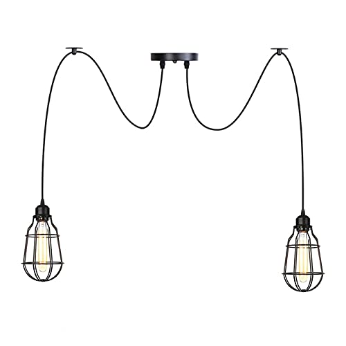 Lampe araignée de plafond industrielle en métal vintage avec 3 lumières réglables