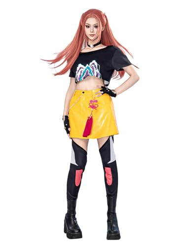 OSIAS Women Mira Cosplay Costume with PU Leather Skirt Elastic Waist and Real Pockets (XXL)