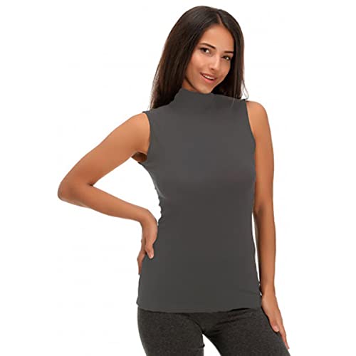 JADEA Maglia Lupetto Donna 4058 Smanicato in Cotone Elasticizzato, Grigio, M