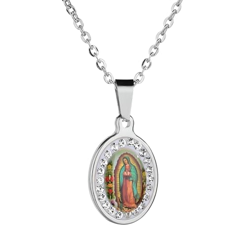 Virgin of Guadalupe necklace on display