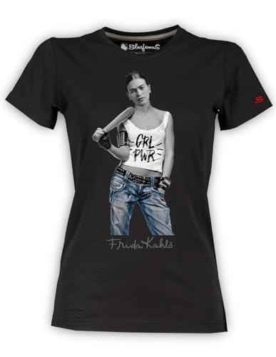 Blasfemus Frida Kahlo T-Shirt für Damen offizieller Stil Girl Power Schwarz  X-Large