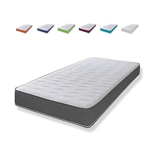 Extreme Comfort Cooltouch Colours Matelas hybride en mousse à mémoire de forme avec bordure grise en toile de jute 18 cm de profondeur, 75 cm x 190 cm