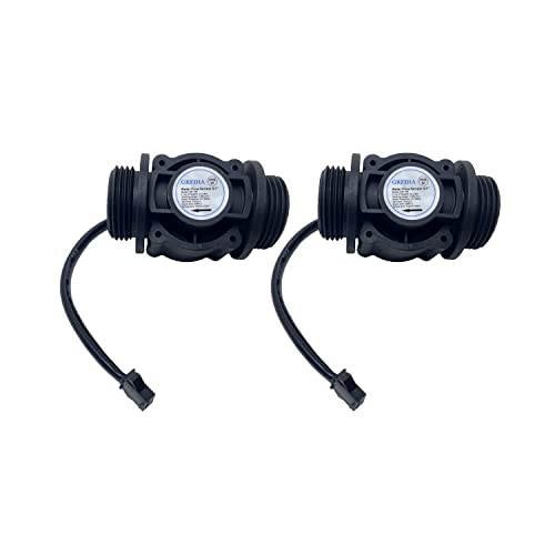 Gredia 1" Water Flow Sensor Food-Grade Switch Hall Effect Flowmeter Fluid Meter Counter 1-60L/Min (Pack Of 2) #TOP26
