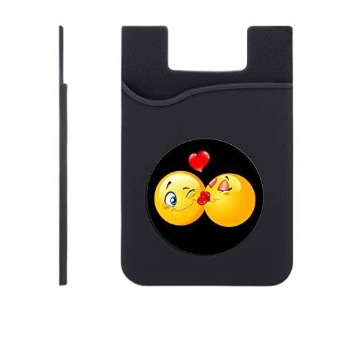 Set of 3 Cell Phone Card Wallet, Silicone Phone Card Id Cash Wallet with 3M Adhesive Stick-on kiss with Heart Printed Designer Mobile Wallet for Your Phone & Tablet-image-14