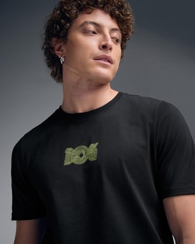 Image of Men's Cotton-Polyester Crew Neck Half Sleeve Relaxed Fit Tee | Workout-from-Home Casual Sports T-Shirt for Travel, Cafes, Walks & Lounge (XM1005)