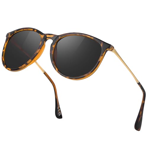 Perkanion Gafas de Sol Mujer Polarizadas   Protección UV400 Redondas Cat Eye Lentes de Sol Mujer Conducir Viajes