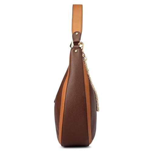 Image of Da Milano Leather Shoulder Bag for Women - Brown (Large) (LB-00317OL)
