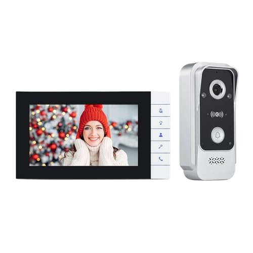 WAFOHSR Videoportero De 7 Pulgadas con Cámara, Kits HD, Compatible Desbloqueo, Monitoreo, Intercomunicador Doble Vía For Villa, Hogar, Oficina, Apartamento Audio Bidireccional