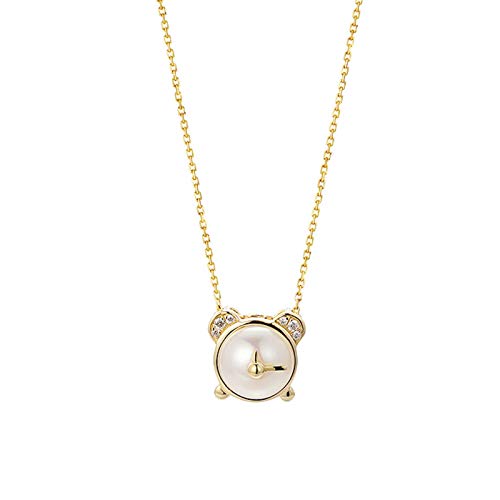 Collier pendentif en or 18 carats pour femmes avec perle et diamant rond d'une élégance rare