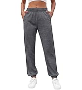 heekpek Joggingbroek voor dames, lange sportbroek, comfortabele vrijetijdsbroek, hoge taille, elastische tailleband, sweatbroek met zakken, dunne casual joggingbroek voor lente en zomer, donkergrijs