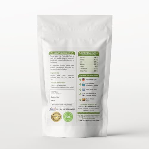 Image of Thanjai Natural Protein Pasta | 20g Plant Protein | 4.5g Dietary Fiber | Zero Maida | Healthy Alternative to Regular Pasta 200g