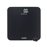 Salter Digital Bathroom Scale – Electronic Digital Bodyweight Scale, 180kg/28st 3lb, LCD Easy To Read Display, Step On Instant Readings, Includes Batteries, Textured Brushed Glass Platform, Black