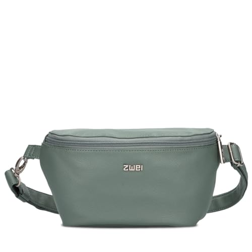Zwei Damen Hip Bag Mademoiselle.M MH4 Bauchtasche 25 cm 1 Liter aus hochwertigem Kunstleder, Crossbody Bag wasserabweisend, 3-in-1 Bequeme Brusttasche, Gürteltasche & Hüfttasche (Eucalyptus)