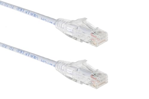 Cable Ethernet Cat6 25 ft Blanco UTP con conector RJ45 miniatura 1