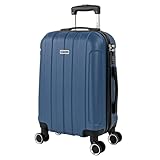 ITACA - Maleta de Cabina 55x40x20 - Maletas De Viaje Cabina Rígidas Trolley con 4 Ruedas Dobles para Avion Ligera Equipaje De Mano Candado de Combinación. Compatible Ryanair, Azul Vaquero