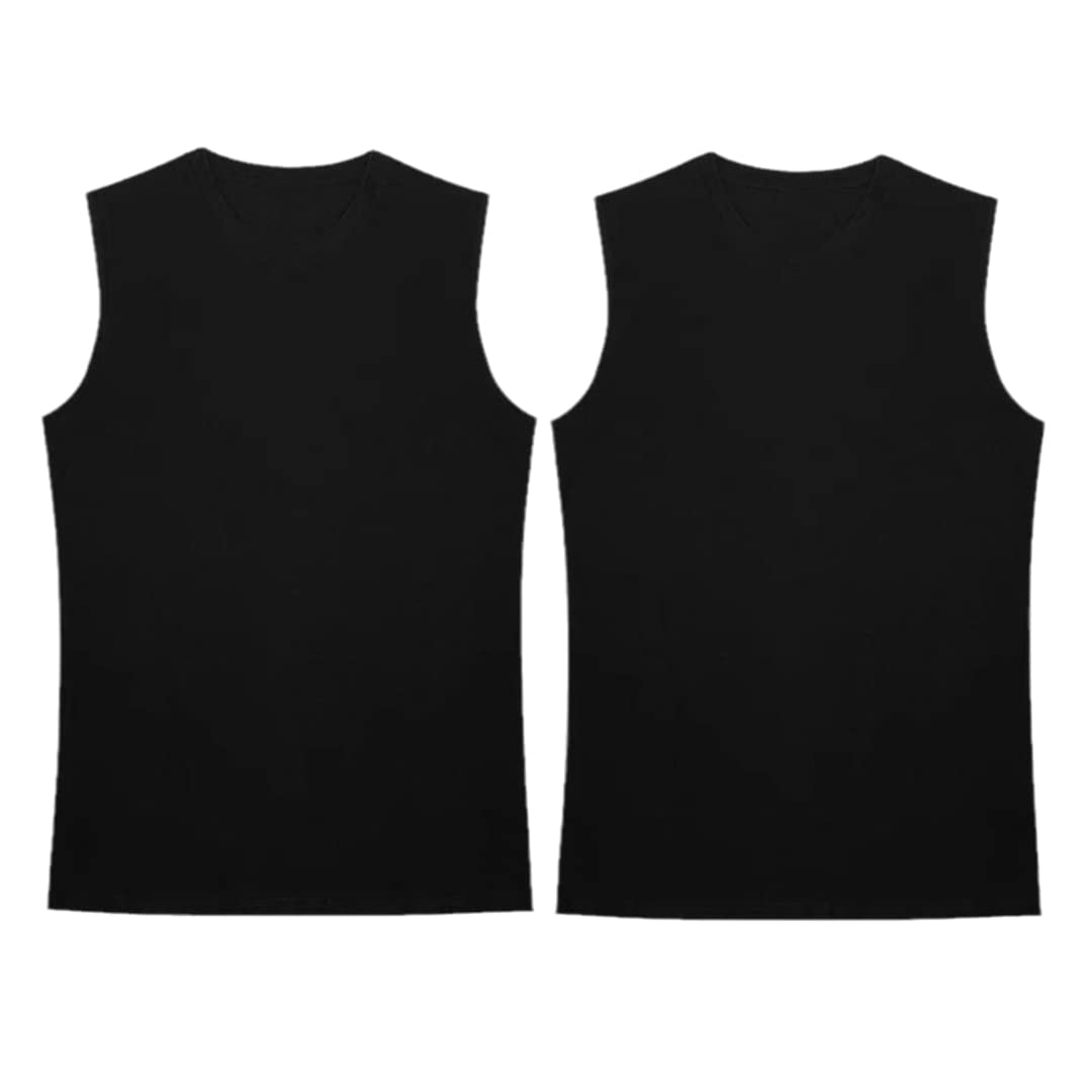 Męskie koszulki bez rękawów Kamizelka Casual Tank Tops, Czarny Czarny, S