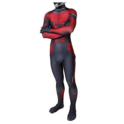 MODRYER Ant-Man Kostym, superhjälte, cosplay, Onesies Scott lång aftonklänning, overall vuxna, barn, bodysuit, filmspel, lek, kläder, filmfans, kläder, vuxna/XXXL 180–185 cm