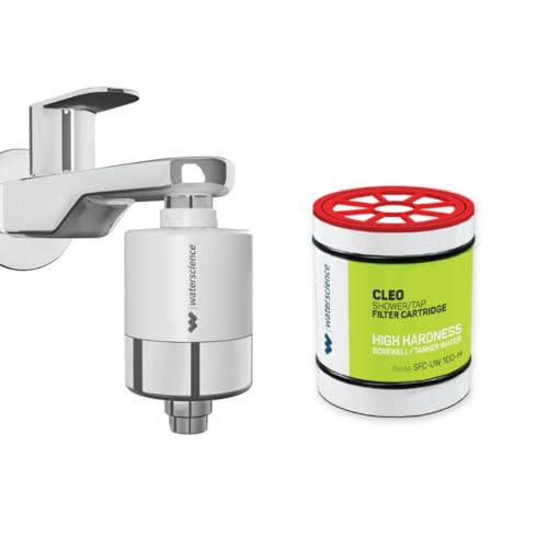 Image of waterscience CLEO Tap And Shower Filter For Hard Water | Water Softener For Bathroom | Hard Water Filter, Silver