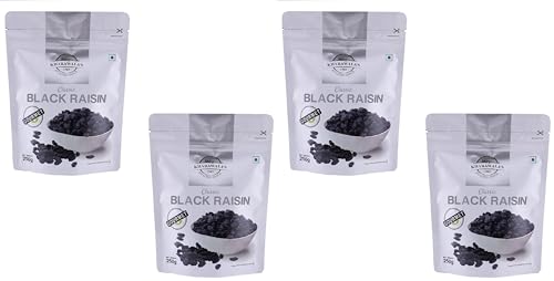 Image of KHARAWALA'S Afghani Classic Black Raisins with Seeds | Kali Kishmish (Pack of 4-250gm Each)