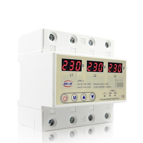 Relé trifásico 380V 63A regulable de sobretensión 3P+N para protección eléctrica de motor