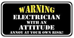 3pcs Warning Electrician with an Attitude Annoy At Your Own Risk! Funny Hard Hat/Helmet Vinyl Decal Sticker