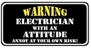 3pcs Warning Electrician with an Attitude Annoy At Your Own Risk! Funny Hard Hat/Helmet Vinyl Decal Sticker