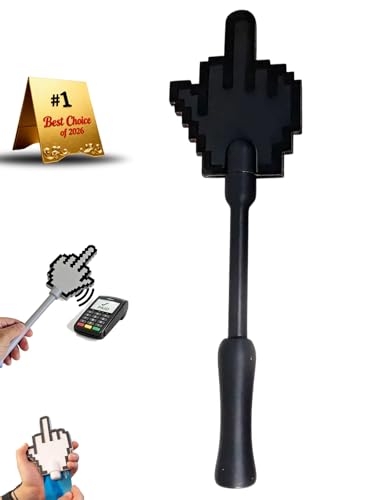 AIANR Middle Finger Tap to Pay Wand 3D Printed Contactless Payment Credit Card Holder Secure Novelty Gag Gift with Pixel Design for Standard Bank Cards Friends Coworkers(Black)