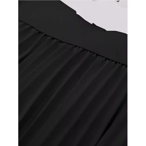 Women's Skirts High Waist Elastic Pleated Chiffon Midi A Line Skirt3