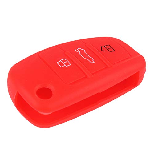 Happyit Silicone Car Remote Key Fob Shell Cover Case for Audi Sline A3 A5 Q3 Q5 A6 C5 C6 A4 B6 B7 B8 TT 80 S6 (Red) - Image 4
