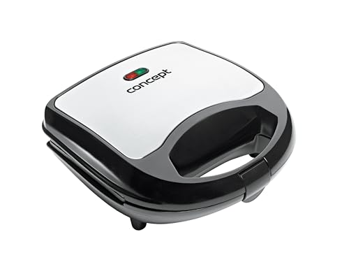 Concept Electrodomésticos SV3031 - Sandwichera con placas cuadradas, de acero inoxidable, 700 W, color gris y negro