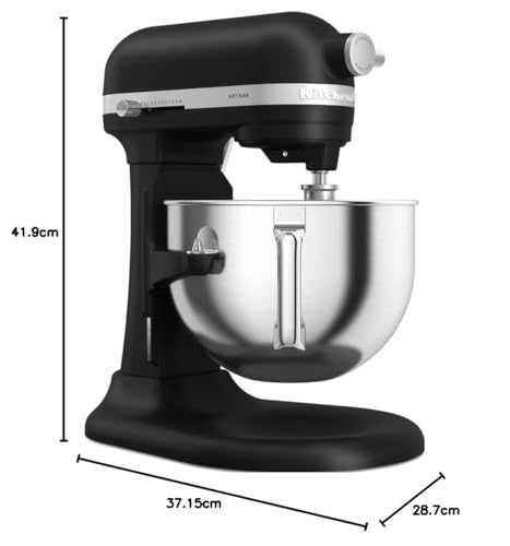 KitchenAid Robot Pâtissier - Artisan - Robot cuisine multifonctions à bol relevable - Batteur avec 4 accessoires et bol en inox de 5,6 L - Noir réglisse