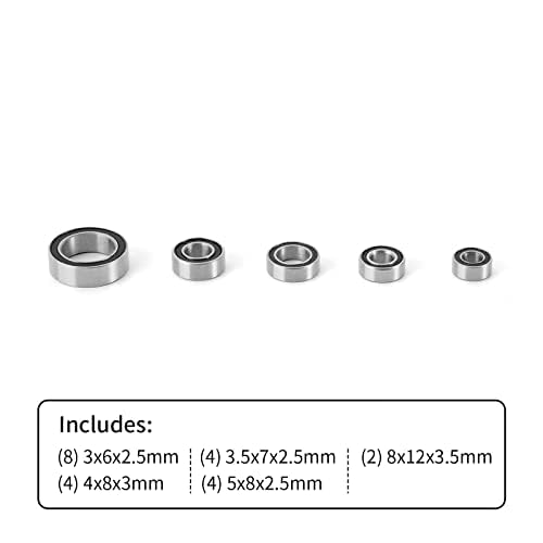 Image of INJORA Steel Sealed Bearing Kit for TRX4M 1 /18 RC Crawler, 22PCS (Black) (Pack of 2)
