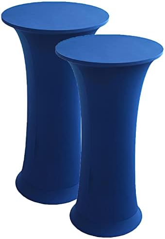 LIFEDX Spandex Cocktail Table Cover,Round Cocktail Tablecloth Stretch Tablecloths Fitted High Top Round Bar Table for Wedding Party Banquet Birthday Outdoor Party,Royal Blue,4Pcs