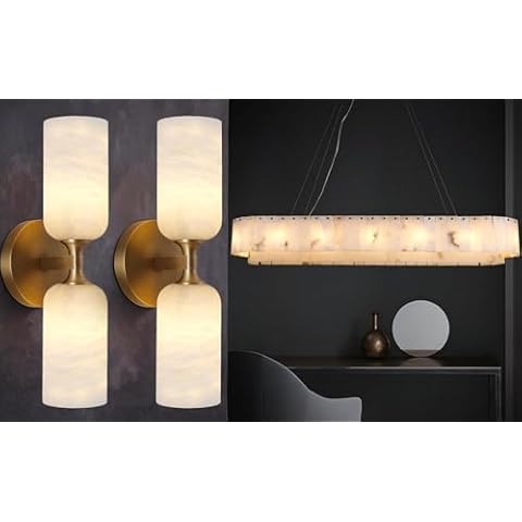 Sucelating Alabaster Sconce with Chandelier for Living Room, Dining Room, Bedroom Cover