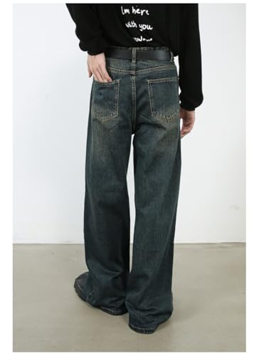 Men's Denim Jeans American Retro Wide Leg Loose High Street Commuting Daily Casual Pants for Men 6