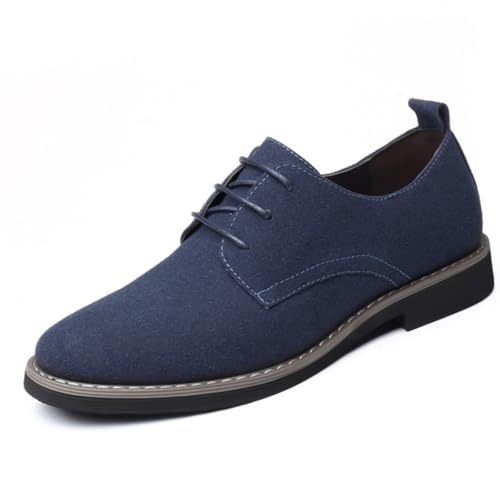 Hixingo Chaussure sans Lacets Homme en Cuir Chaussure Ville Homme 39-48 Classique Velours Brogues Derby Masculin Basse Business Confortables Doux Antidérapantes pour Mariage Costume (Bleu,41)