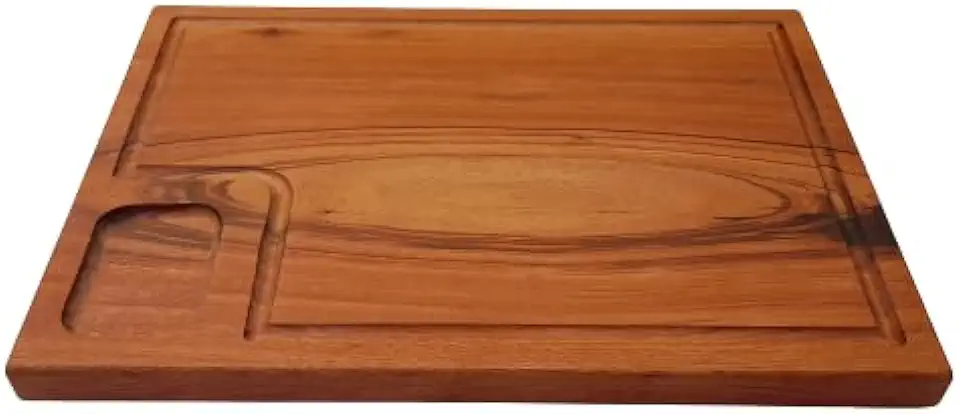 Tábua de Corte Carne Madeira Maciça 40x29cm para Churrasco Cozinha Legumes e Peixe