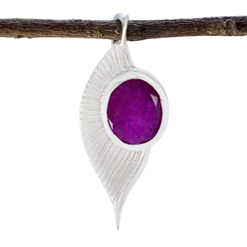 Pendentif en argent sterling 925 et rubis indien rouge pour femme