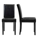 Dining Chairs Set of 2 PU Leather Dining Room Chairs, Armless Upholstered Kitchen Chair with Black...