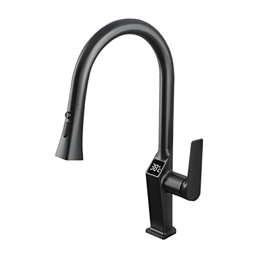 Grifo de cocina extraíble de arco alto con rociador de doble función en latón