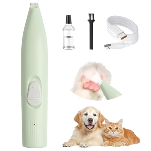 Image of TecoKart Dog Cat Trimmer for Paw with USB Rechargeable and Low Noise, Dogs Hair Cutting Machine with LED Light for Small Spots - Green