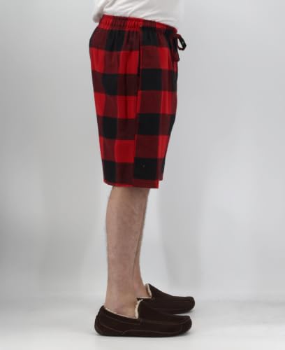 Image of Andrew Scott Men's Cotton Flannel Knee Length Shorts | Drawstring & Pockets Boxer Sleep Shorts | Multi Packs & Colors
