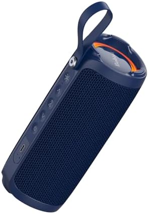 Bobtot Portable Bluetooth Speaker, IPX6 Waterproof Speaker with Punchy Bass, 15W Loud Sound, RGB, 15H Playtime, Dual Pairing for Party, Camping, Beach, Blue