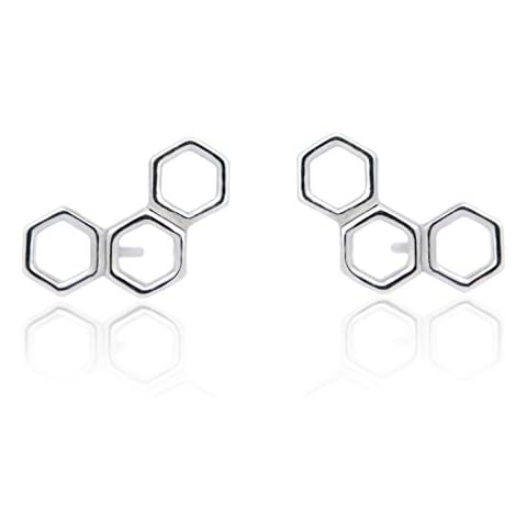 Minimalist Sterling Silver Stud Earrings Lovely Honeycomb Earrings Everyday Jewelry Cover