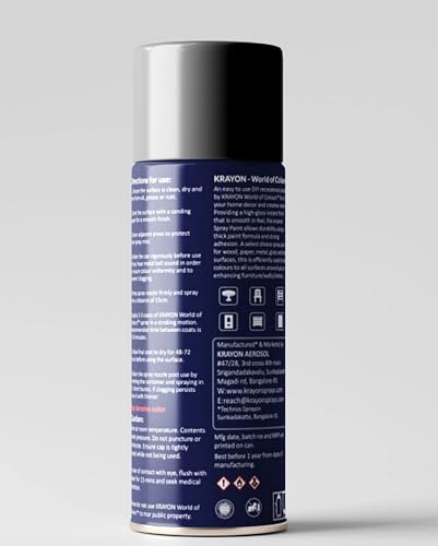 Image of BANNA Krayon Grey Acrylic Spray Paint 400 ml | Quick Dry Rust-Resistant Multi Surface Aerosol Spray Paint for Metal, Wood, Plastic, Glass, Furniture & DIY Projects