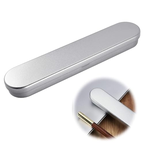 Metal Pen Case With Sponge - Silver Gift Box for Pencils and Makeup Brushes - Small Portable Storage Case